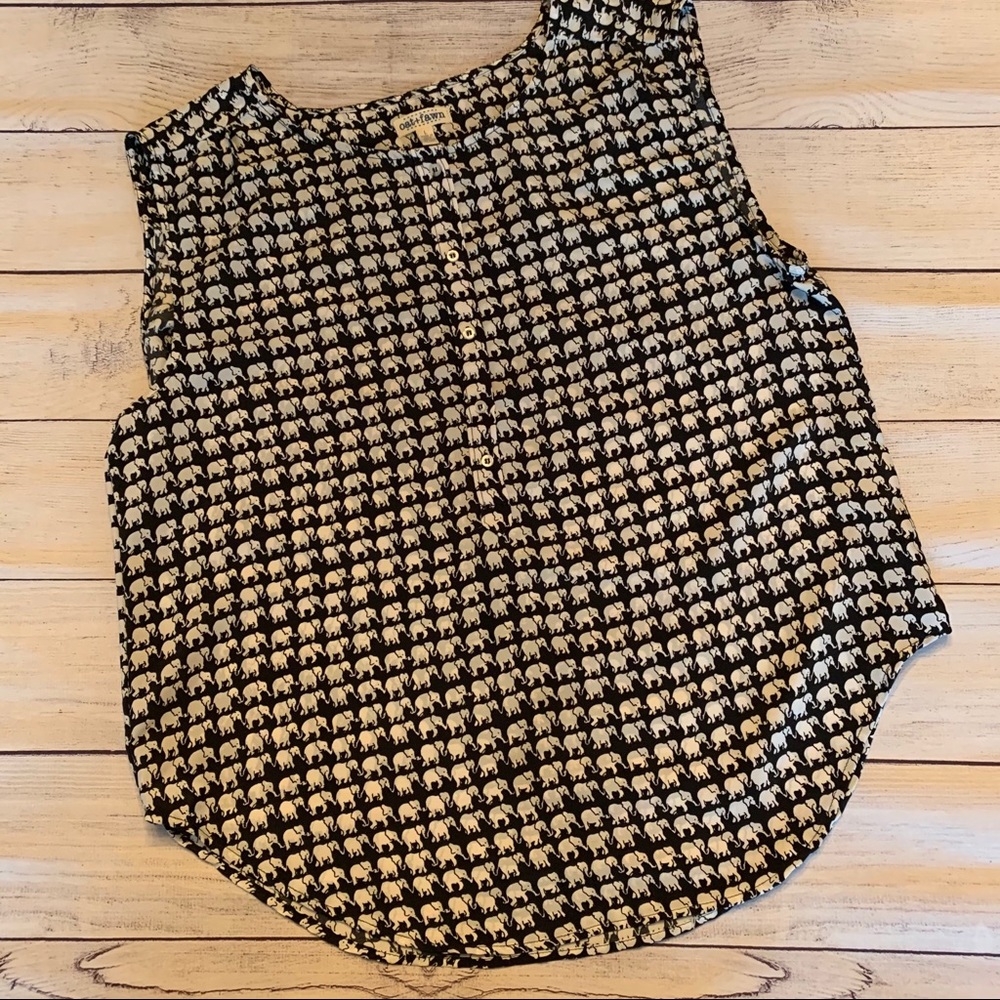 Oat & Fawn Black and White Elephant Top Large